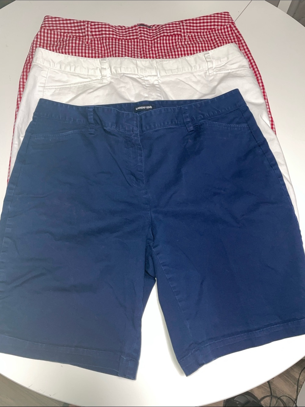 3 Pairs Lands' End Navy Mid-Rise Casual Shorts